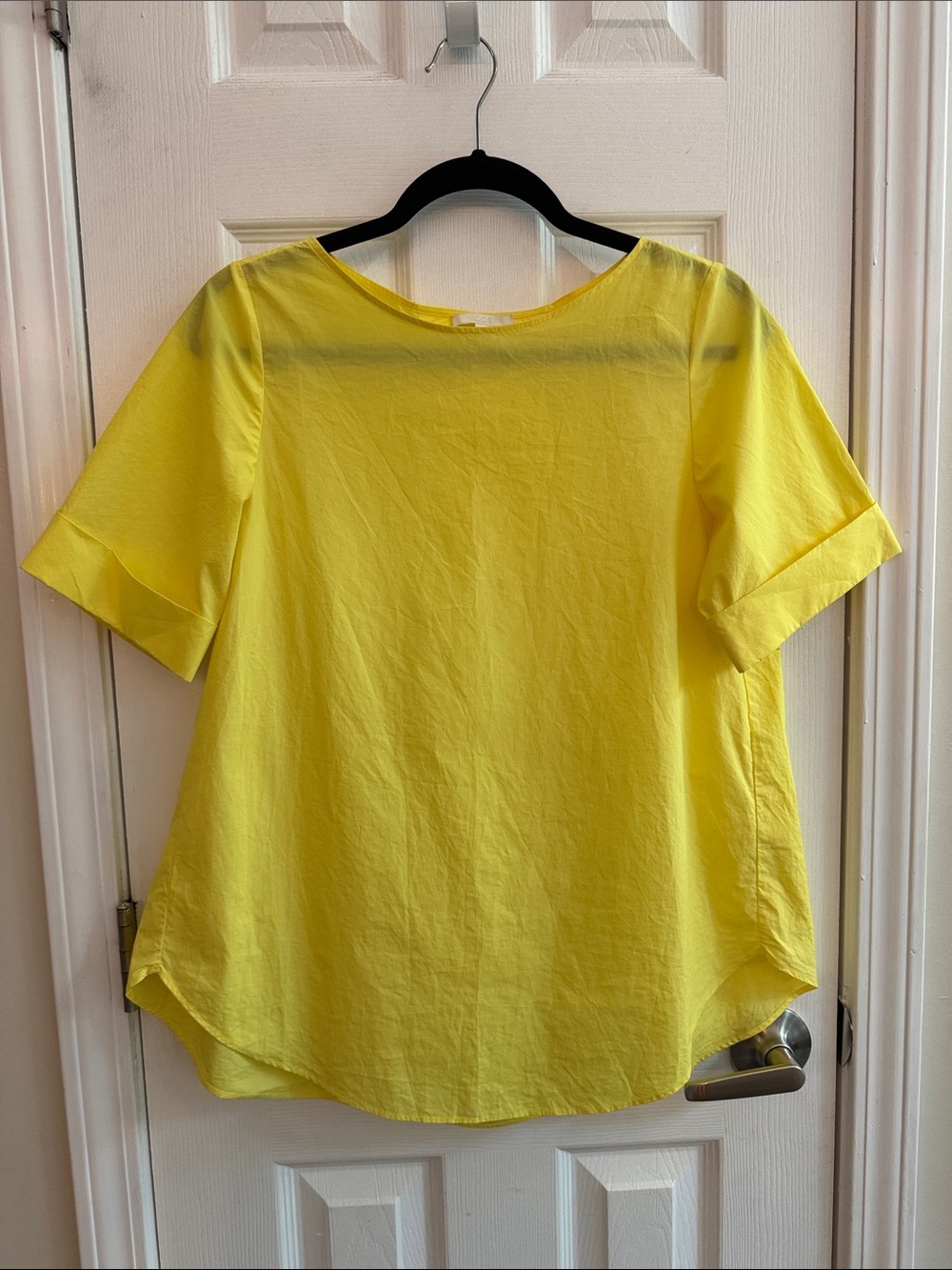 COS Yellow Cuffed Short Sleeve 100% Cotton Top Size 2
